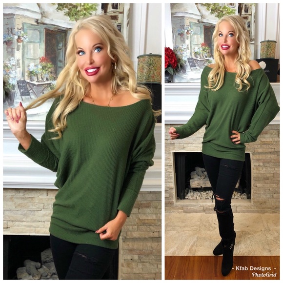 ❤️LAST 1! Dolman Sleeve Waffle Thermal Knit Top! - Picture 3 of 5